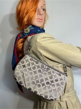 Coach Gray Signature Jacquard Shoulder Bag